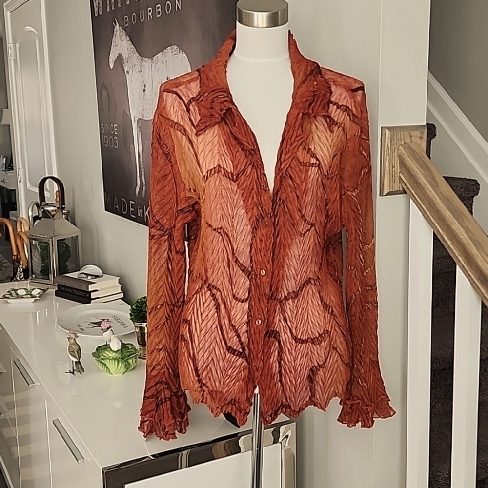 Komarov Accordion Pleated Blouse L